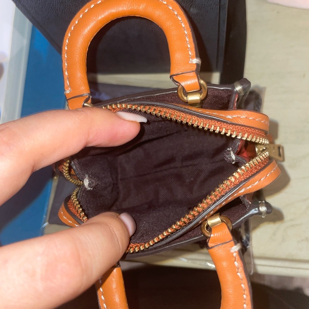 Coach Green and Brown Mini Bag keychain fob